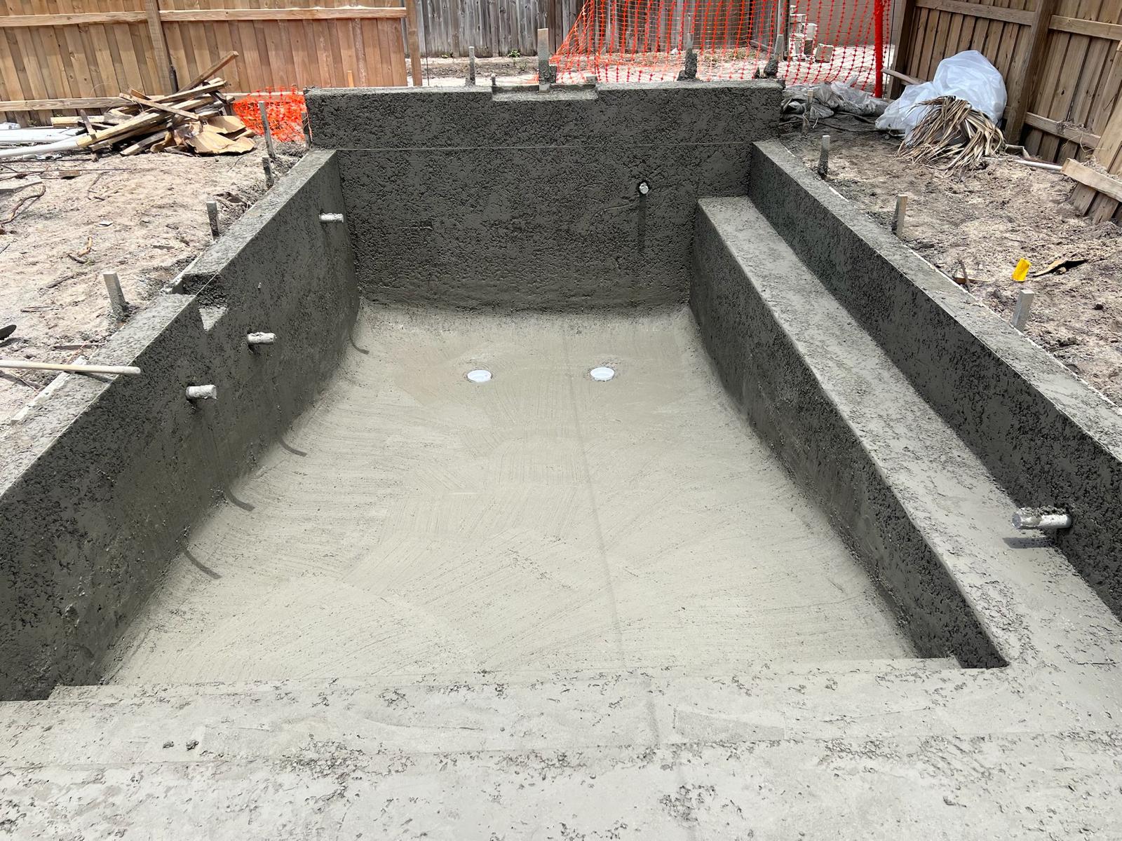 Shotcrete pool shell formed with smooth concrete floor in St. Petersburg