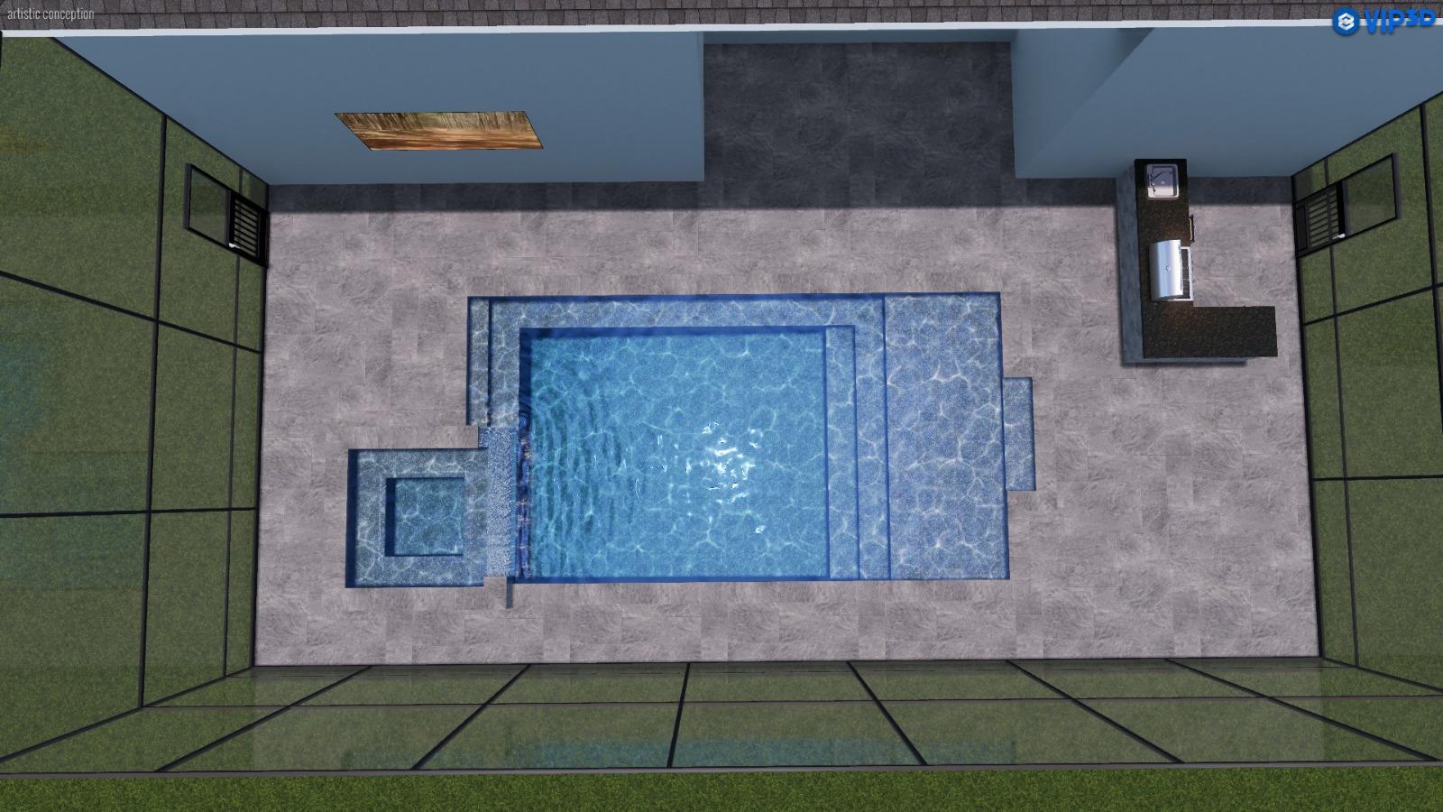 Top-down rendering of plunge pool layout by From The Ground Up Pools in Clearwater