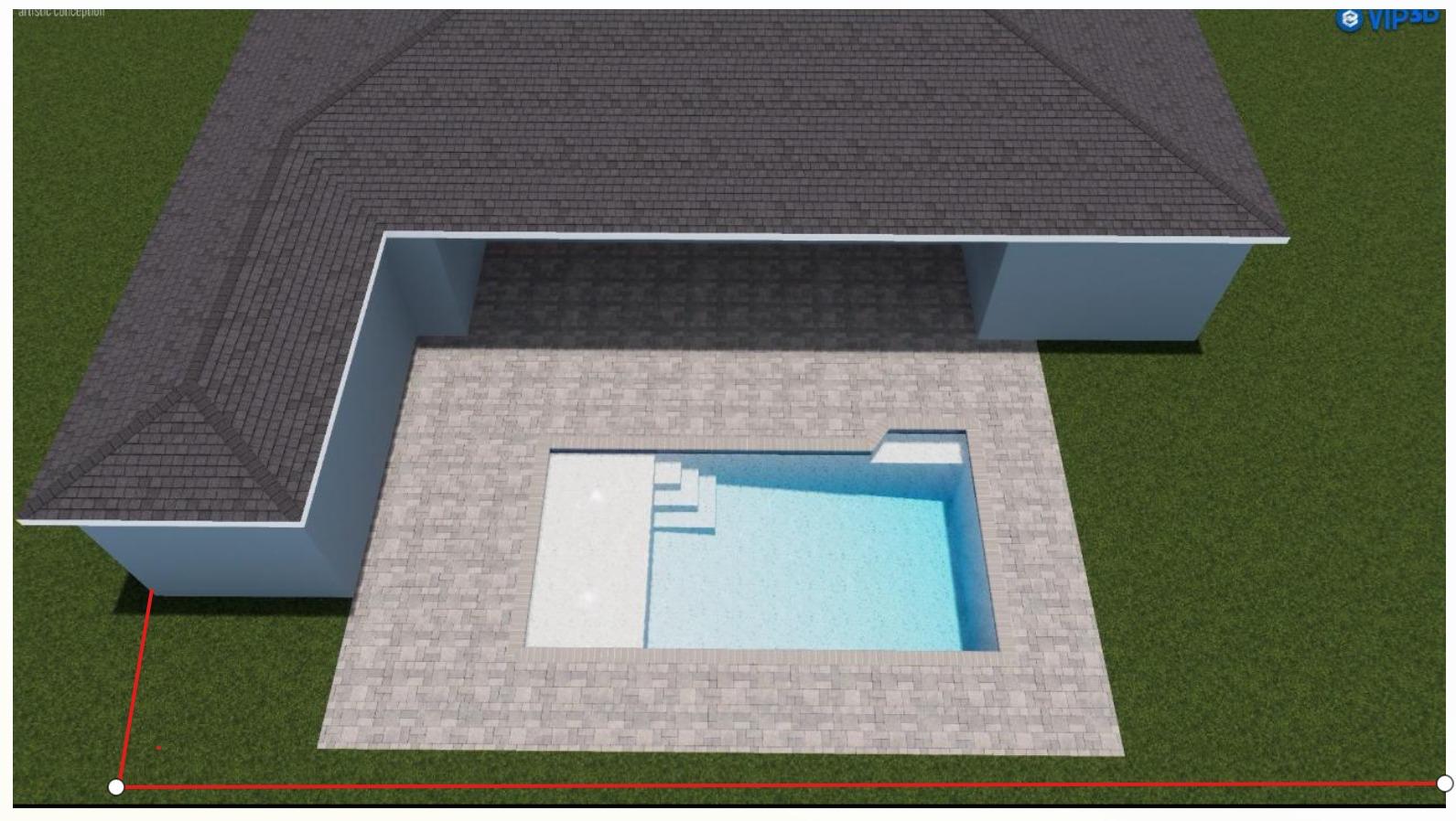 Rendered top-down view of backyard spa addition with stone pavers in Tampa