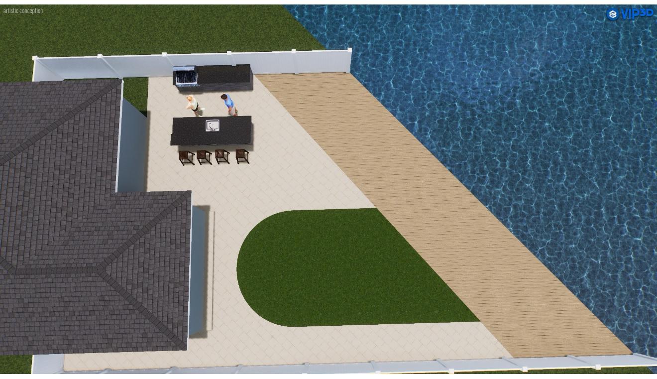 3D pool design concept with modern deck and lounging area in St. Petersburg